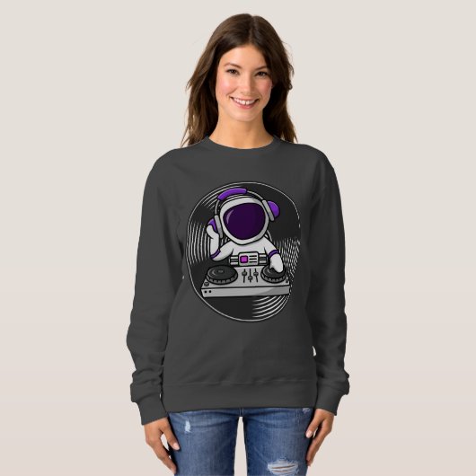 Astronaut DJ Niedlich Space Music Design Sweatshirt (Vorne ganz)