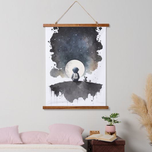 Astronaut Dreaming Wandteppich Mit Holzrahmen (Schlafzimmer)