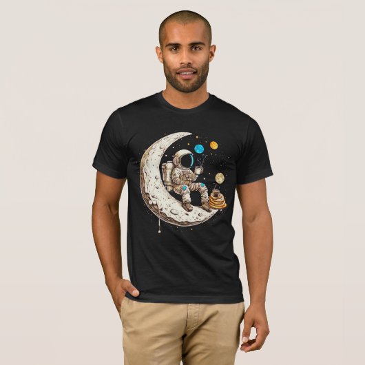 Astronaut Drink Coffee T - Shirt (Vorne ganz)