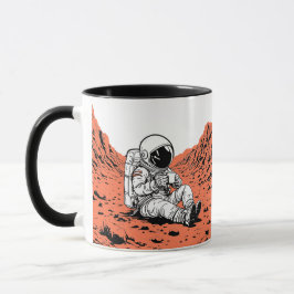 Astronaut Drinking Coffee on Mars - Minimal Design Tasse