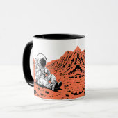 Astronaut Drinking Coffee on Mars - Minimal Design Tasse (Vorderseite Links)