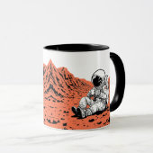 Astronaut Drinking Coffee on Mars - Minimal Design Tasse (VorderseiteRechts)