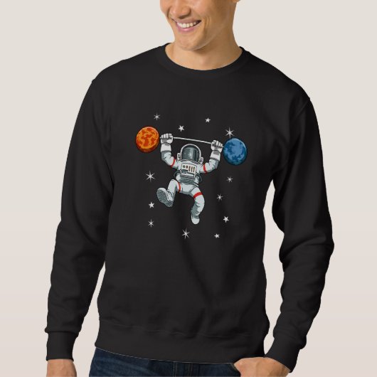 Astronaut dumbbell bar planet Premium Sweatshirt (Vorderseite)