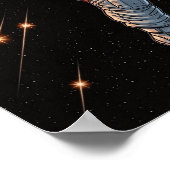 Astronaut Dunking Fiery Basketball Dynamic Space Poster (Ecke)