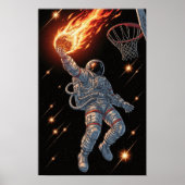 Astronaut Dunking Fiery Basketball Dynamic Space Poster (Vorne)