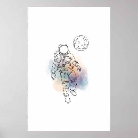 Astronaut, einfache Ein-Linien-Kunst, kontinuierli Poster (Vorne)