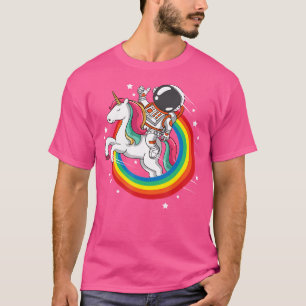Astronaut Einhorn Weltraum Galaxie Magischer Regen T-Shirt