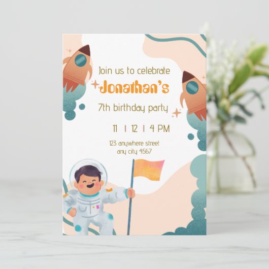 Astronaut Einladung (Stehend Vorderseite)