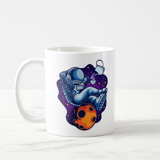 Astronaut entspannt sich mit Kaffee Kaffeetasse (Links)