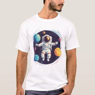 Astronaut erforscht farbiges Sonnensystem T-Shirt
