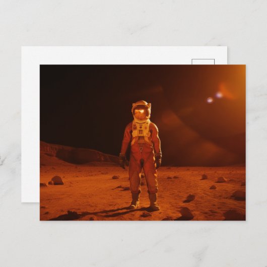 Astronaut erster menschlicher Marsmensch auf dem R Postkarte (Vorne/Hinten)
