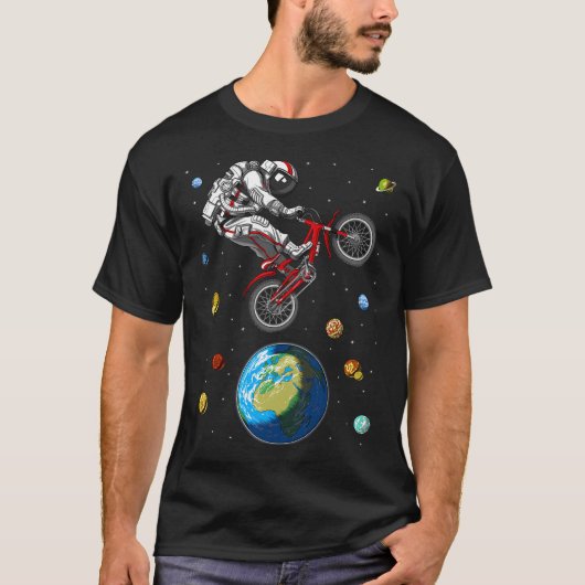 Astronaut Fahrrad springen T-Shirt (Vorderseite)