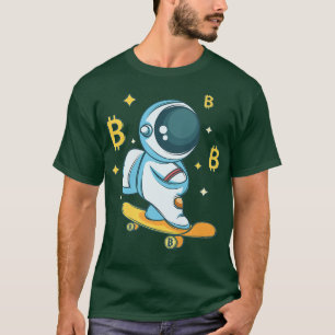 Astronaut fährt Bitcoin-Skateboard Kryptowährung T-Shirt