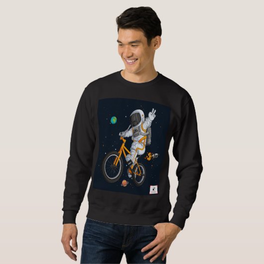 Astronaut fährt BMX Fahrrad Sweatshirt (Vorne ganz)