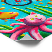 Astronaut fährt ein Auto im Meer bunt Poster (Ecke)