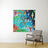 Astronaut fährt ein Auto in den farbenfrohen Töpfe Wandteppich (Beispiel (Horizontal))