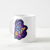 Astronaut fährt eine Karottenrakete Kaffeetasse (Vorderseite Links)