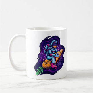 Astronaut fährt eine Karottenrakete Kaffeetasse