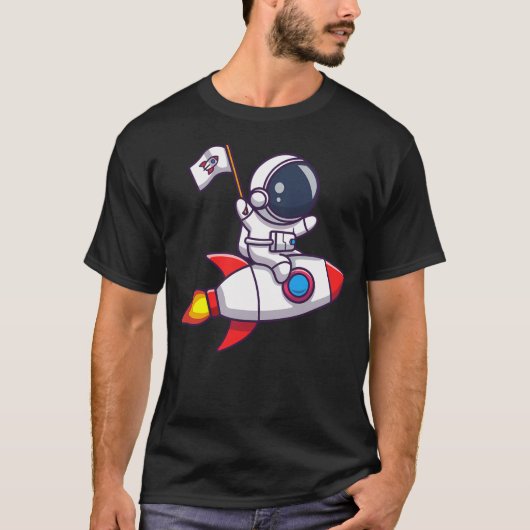 Astronaut fährt eine Rakete T-Shirt (Vorderseite)