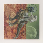 Astronaut fährt eine T-Rex auf Mars Puzzle (Horizontal)
