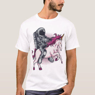 Astronaut fährt einen rosa Einhorn-T - Shirt-Hut T-Shirt