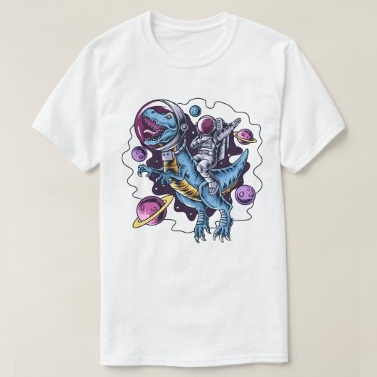 Astronaut fährt einen T-Rex-T - Shirt (Design vorne)