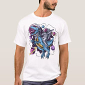 Astronaut fährt einen T-Rex-T - Shirt (Vorderseite)