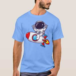 Astronaut fährt mit der Rakete mit Friedenshand-Ca T-Shirt
