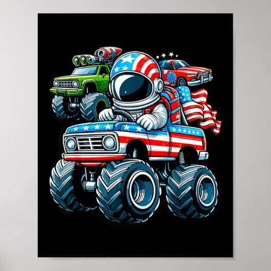 Astronaut fährt Monstertruck 4. Juli Poster (Vorne)