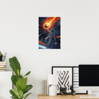 Astronaut fängt Meteor im Weltraum Traumhafte Kosm Poster