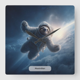 Astronaut Faultier Weltraum Surrealistisches Tier  Quadratische Wanduhr