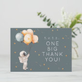 Astronaut First Birthday Thank You Card Einladung (Stehend Vorderseite)