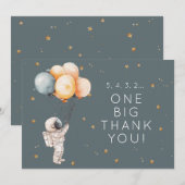 Astronaut First Birthday Thank You Card Einladung (Vorne/Hinten)