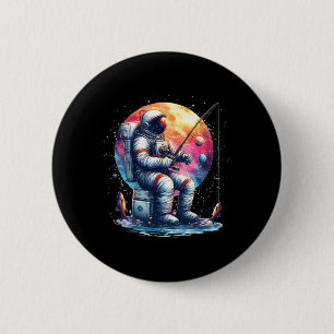 Astronaut Fischen Im Weltraum Jungen Mädchen Kinde Button