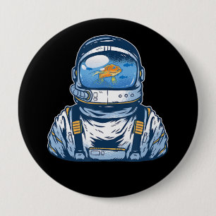 Astronaut Fishbowl Helmet Goldfish Spaceman Anzug Button