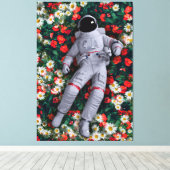 Astronaut Floating in Flowers Surreal Nature Art Leinwanddruck (Insitu (Holzboden))