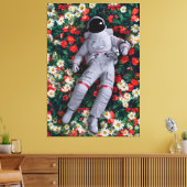 Astronaut Floating in Flowers Surreal Nature Art Leinwanddruck (Insitu (Wohnzimmer))
