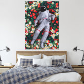 Astronaut Floating in Flowers Surreal Nature Art Leinwanddruck (Insitu (Schlafzimmer))