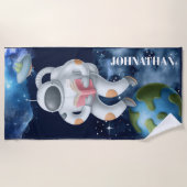 Astronaut Floating Space Cartoon Kinder Galaxie St Strandtuch (Vorderseite)