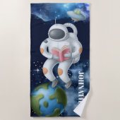 Astronaut Floating Space Cartoon Kinder Galaxie St Strandtuch (Vorderseite)
