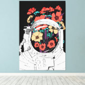 Astronaut Floral space art Leinwanddruck (Insitu (Holzboden))