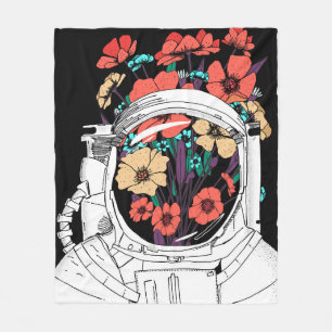 Astronaut Floral Weltraumkunst Fleecedecke