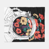 Astronaut Floral Weltraumkunst Fleecedecke (Vorderseite (Horizontal))