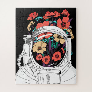 Astronaut Floral Weltraumkunst Puzzle
