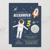 Astronaut Foto Rocket Outer Space Kindergeburtstag Einladung (Vorne/Hinten)