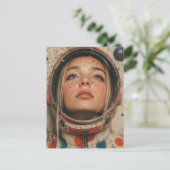 Astronaut Frau Postkarte (Stehend Vorderseite)