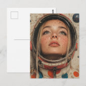 Astronaut Frau Postkarte (Vorne/Hinten)