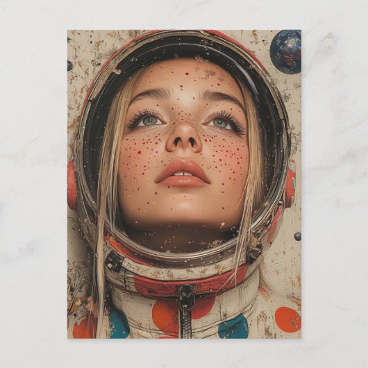 Astronaut Frau Postkarte (Vorderseite)