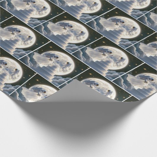 Astronaut frisch im Mondlicht Geschenkpapier (Ecke)
