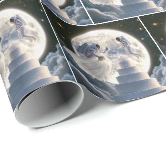 Astronaut frisch im Mondlicht Geschenkpapier (Rolleneckpunkt)